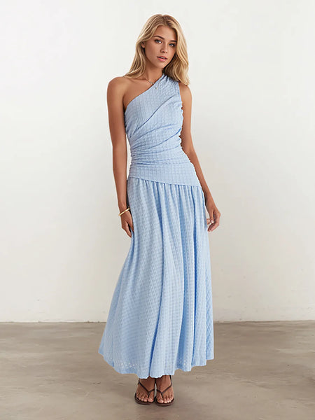 Textured Single Shoulder Dress - alternate view 4