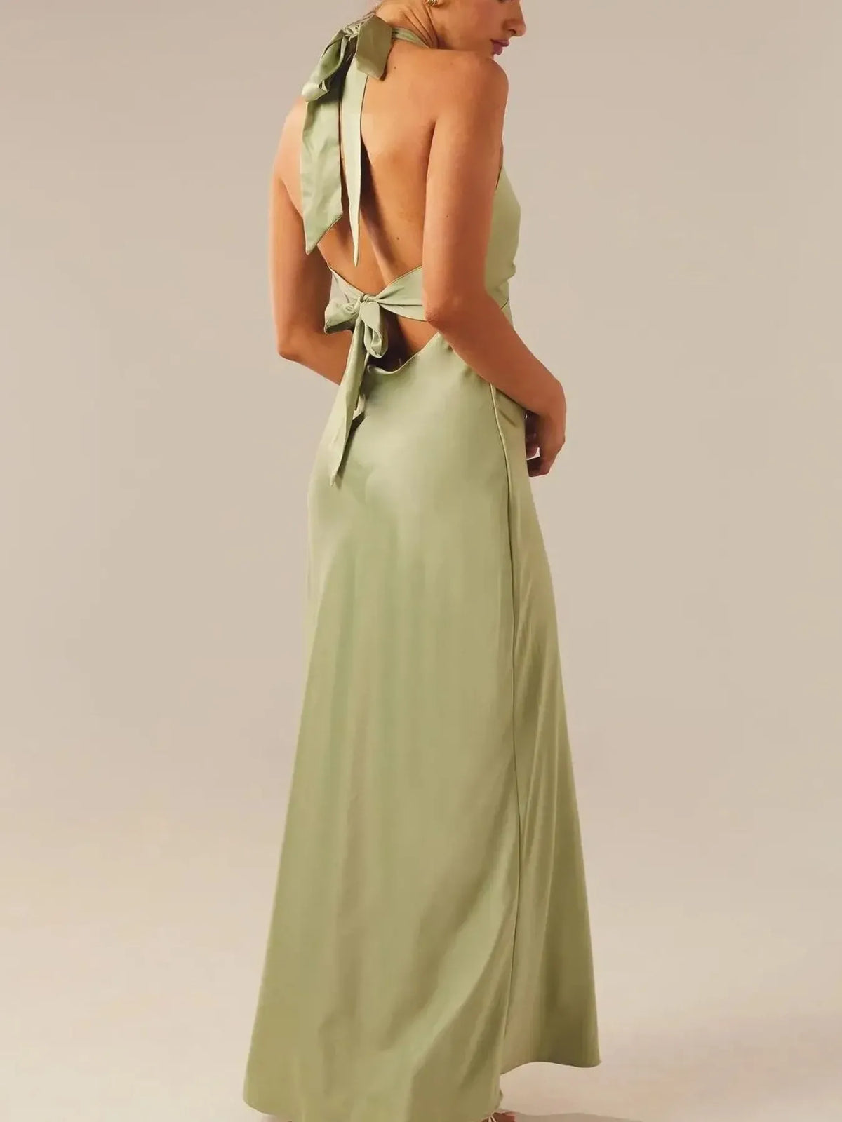 Halter Neck Wrap Maxi Dress with Tie Detail - alternate view 2