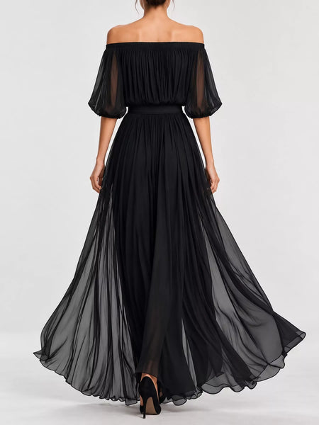Full Size Off-Shoulder Ruched Chiffon Maxi Dress Plus Size - alternate view 3