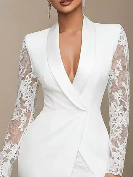 Lace-Sleeve Blazer Dress - alternate view 7
