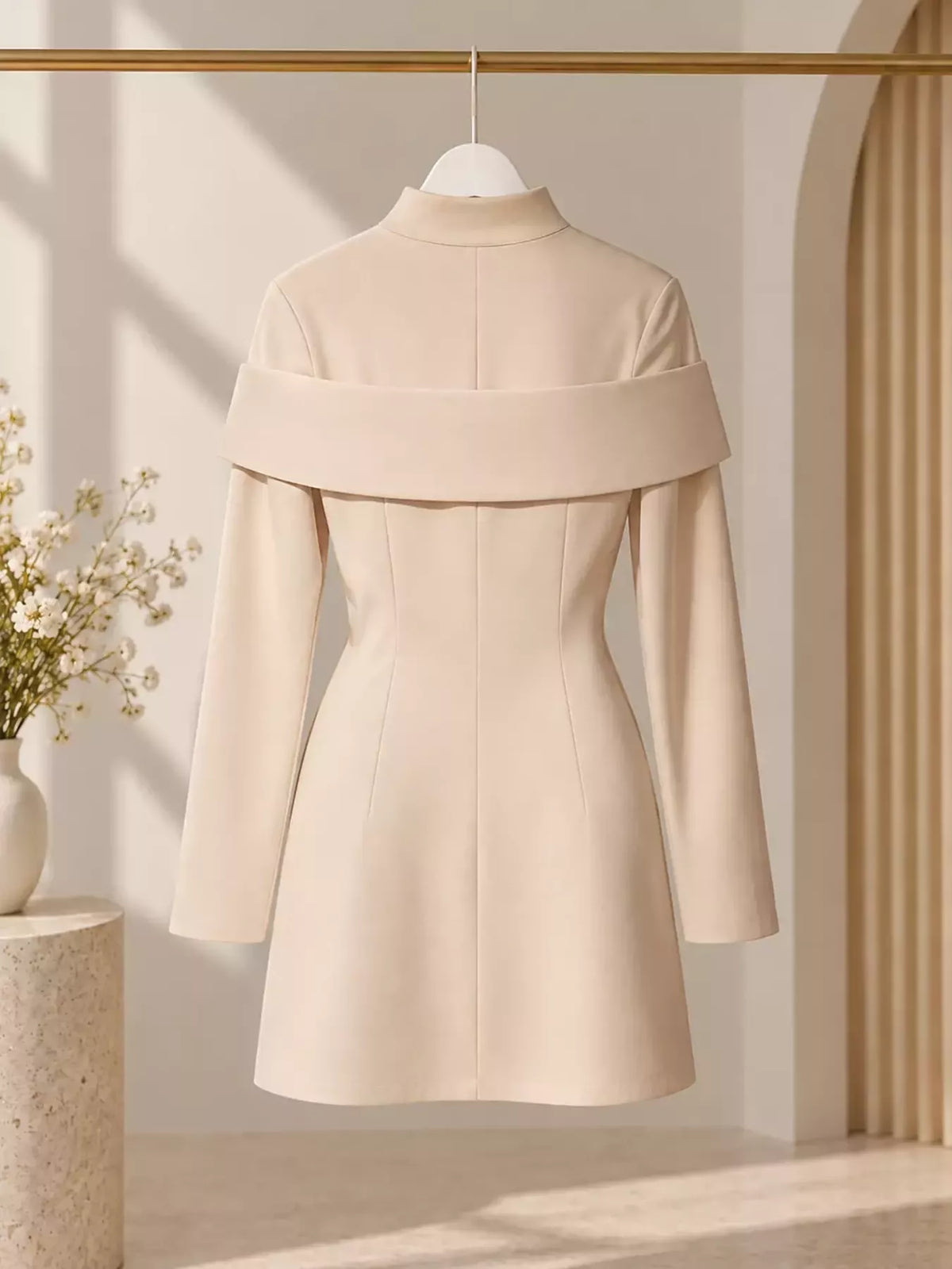 Mock Neck Button Front Mini Dress - alternate view 2