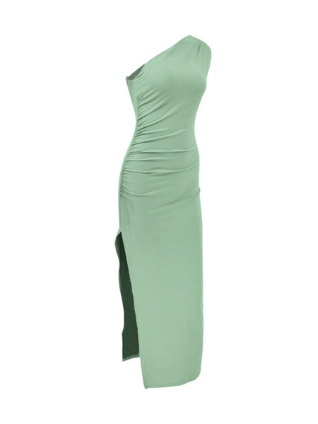 One-Shoulder Ruched Bodycon Slit Dress - alternate view 5