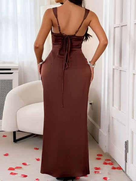 Wide Strap Satin Maxi Dress - alternate view 8