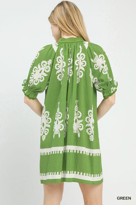 Two Tone Border Print Mini Dress - alternate view 3