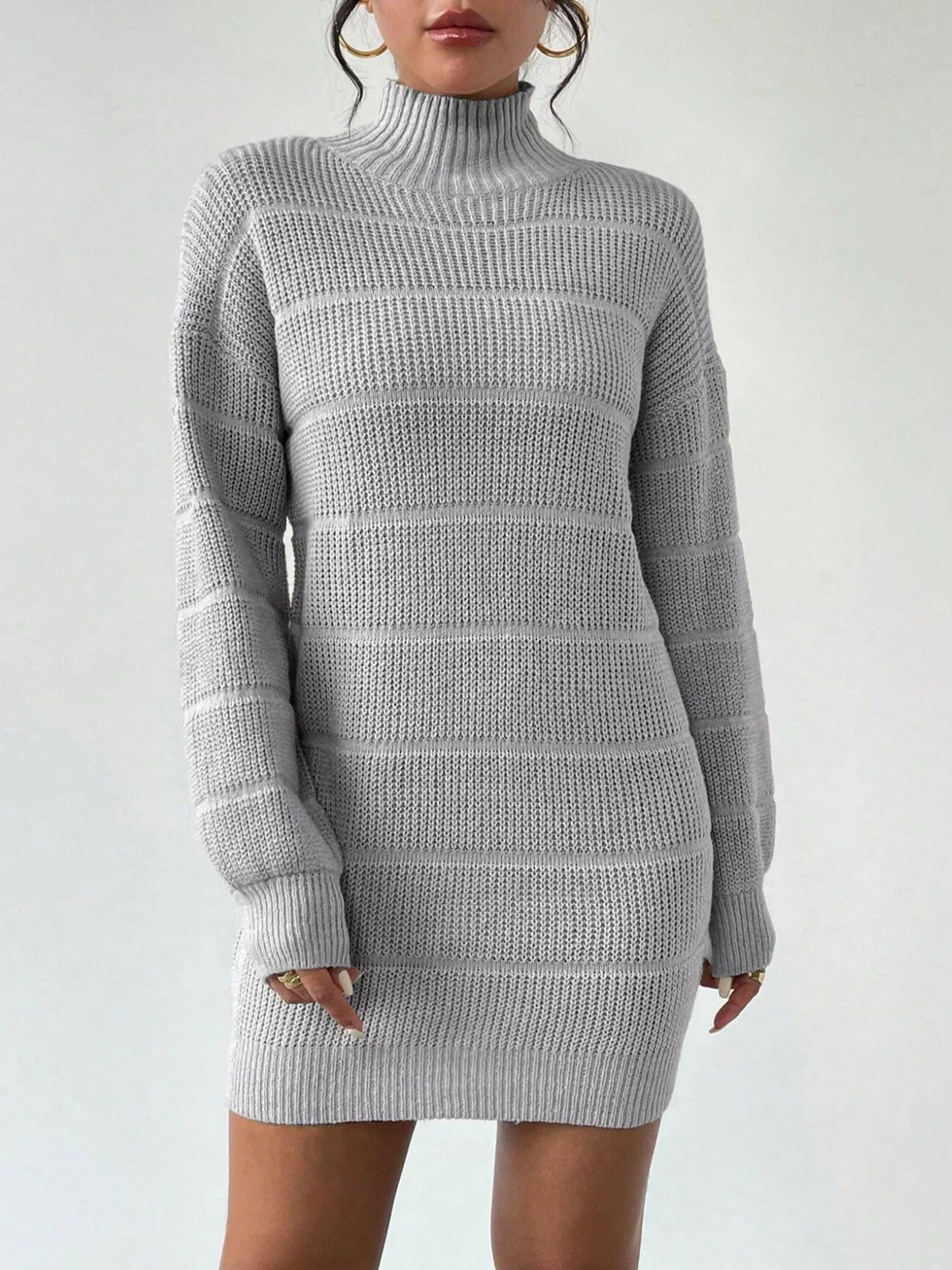 Turtleneck Long Sleeve Sweater Dress - alternate view 5