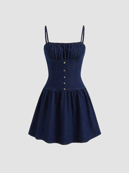 Adjustable Strap Ruched Mini Dress - alternate view 3