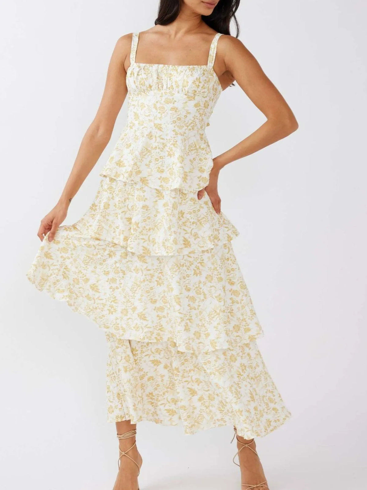 Floral Layered Ruffle Maxi Dress - alternate view 8