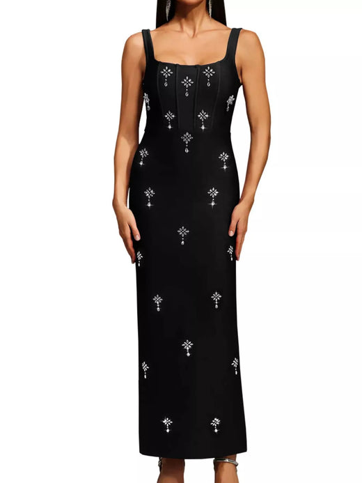 Rhinestone Embellished Bodycon Maxi Dress - alternate view 3