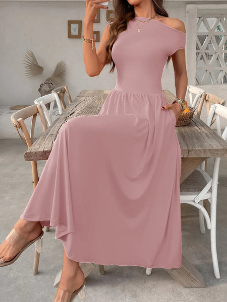 Single Shoulder Dress with Pockets - alternate view 10