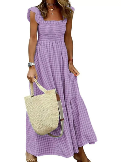 Gingham Smocked Ruffle Maxi Dress - alternate view 5