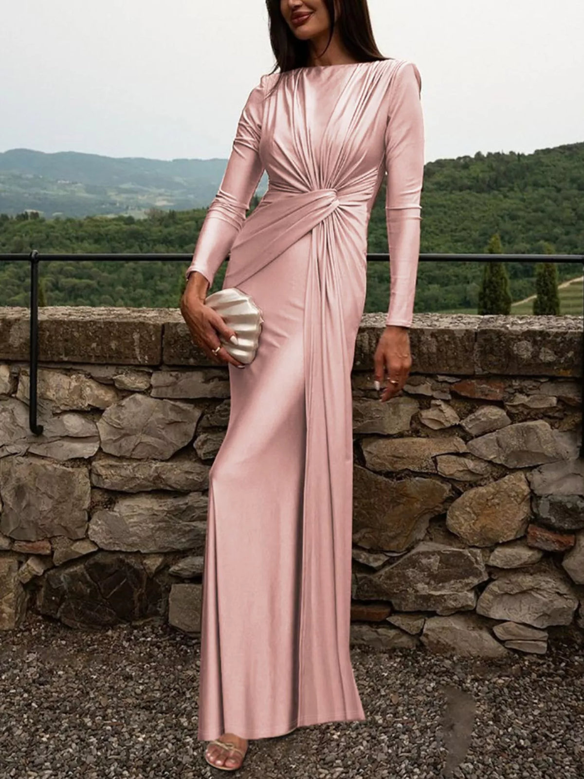 Twisted Long Sleeve Maxi Dress - alternate view 4