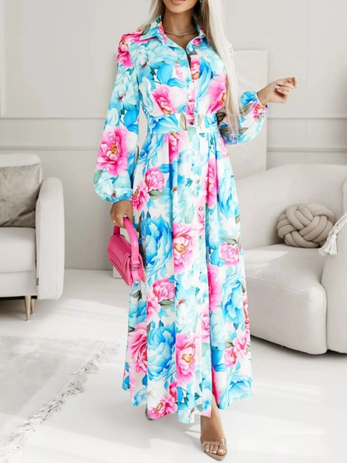 Long Sleeve Maxi Shirt Dress - alternate view 5