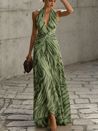 Halter Neck Ruched Maxi Dress - alternate view 4