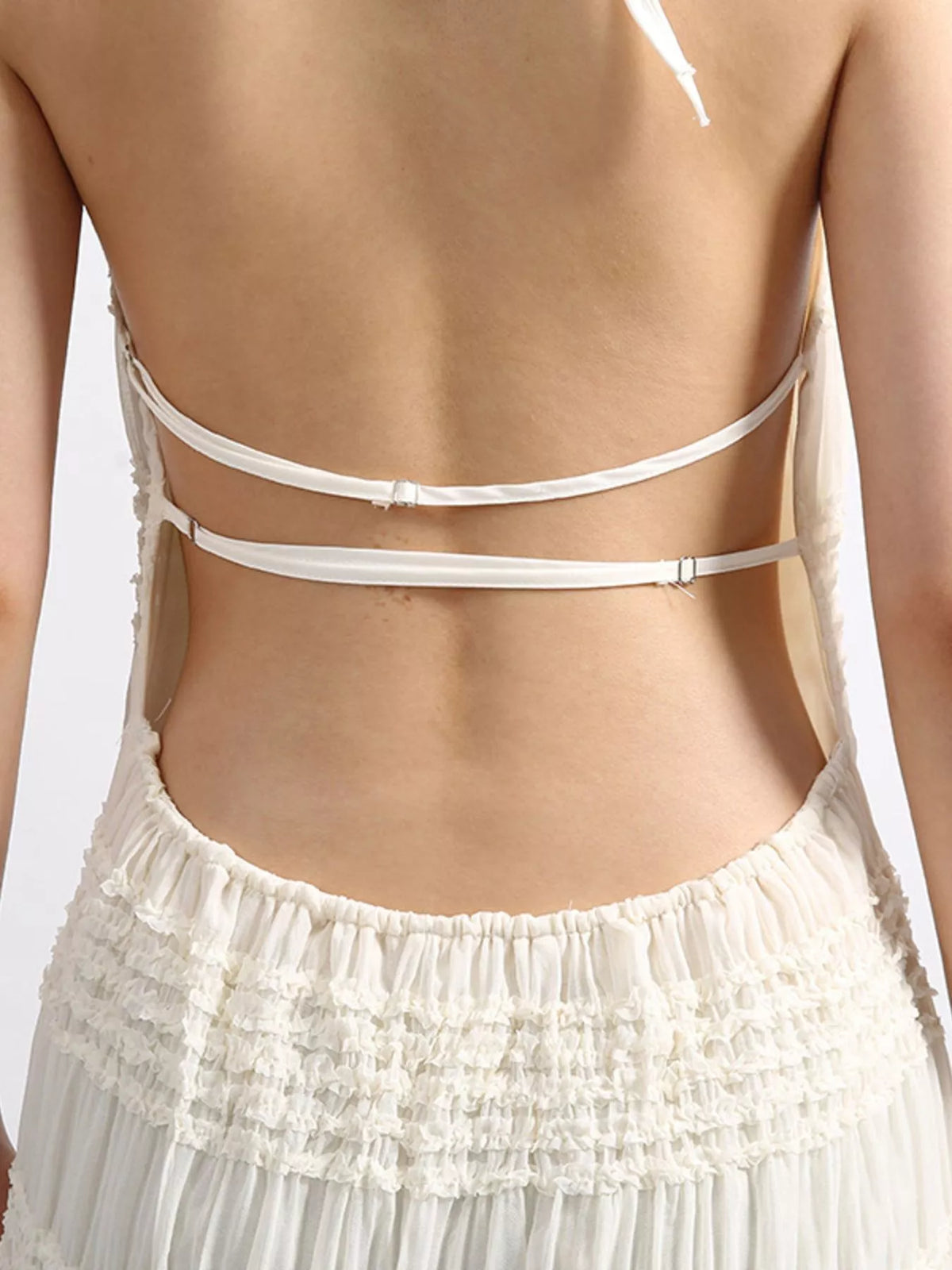 Backless Halter Neck Ruched Maxi Dress - alternate view 8