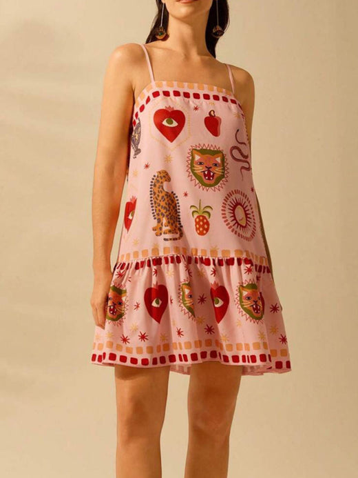 Printed Ruffle Hem Mini Dress - alternate view 3