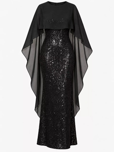 Sequin Cape Overlay Evening Dress - alternate view 13