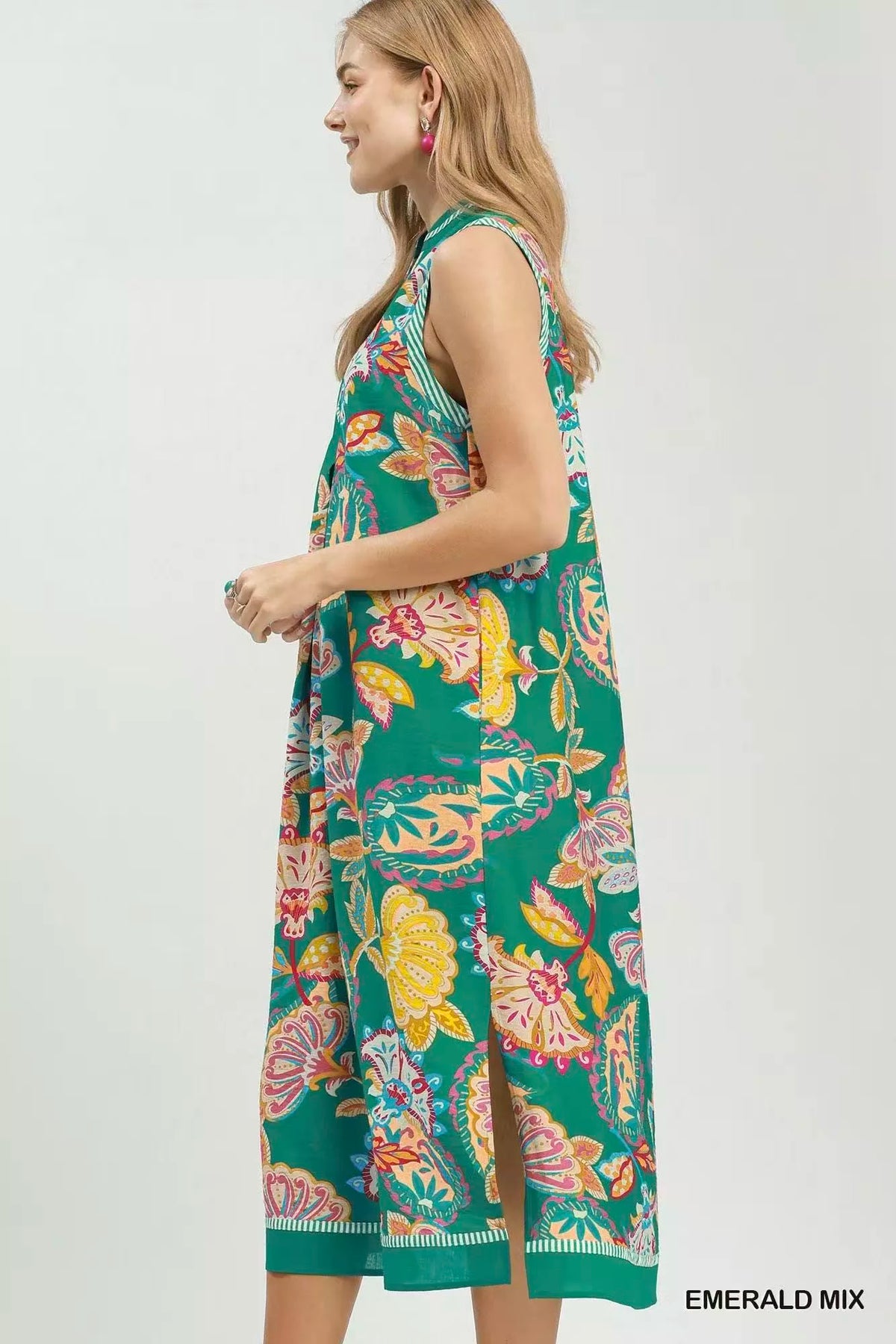 Paisley Floral Sleeveless Midi Dress - alternate view 3