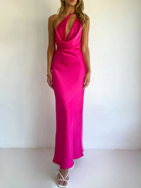 Halter Neck Satin Maxi Dress