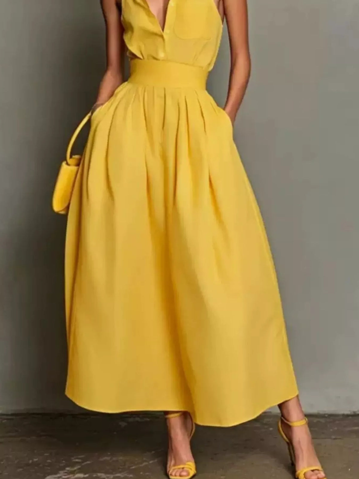 Sleeveless Collared A-Line Midi Dress - alternate view 12