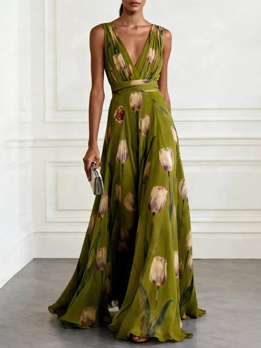 Full Size Sleeveless Floral Print Maxi Dress Plus Size - alternate view 6