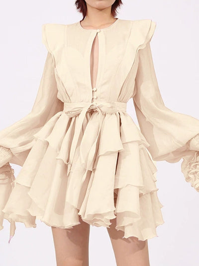 Ruffled Long Sleeve Mini Dress - alternate view 5