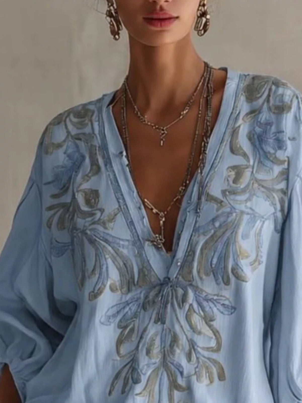 Full Size Embroidered V-Neck Mini Dress Plus Size - alternate view 2