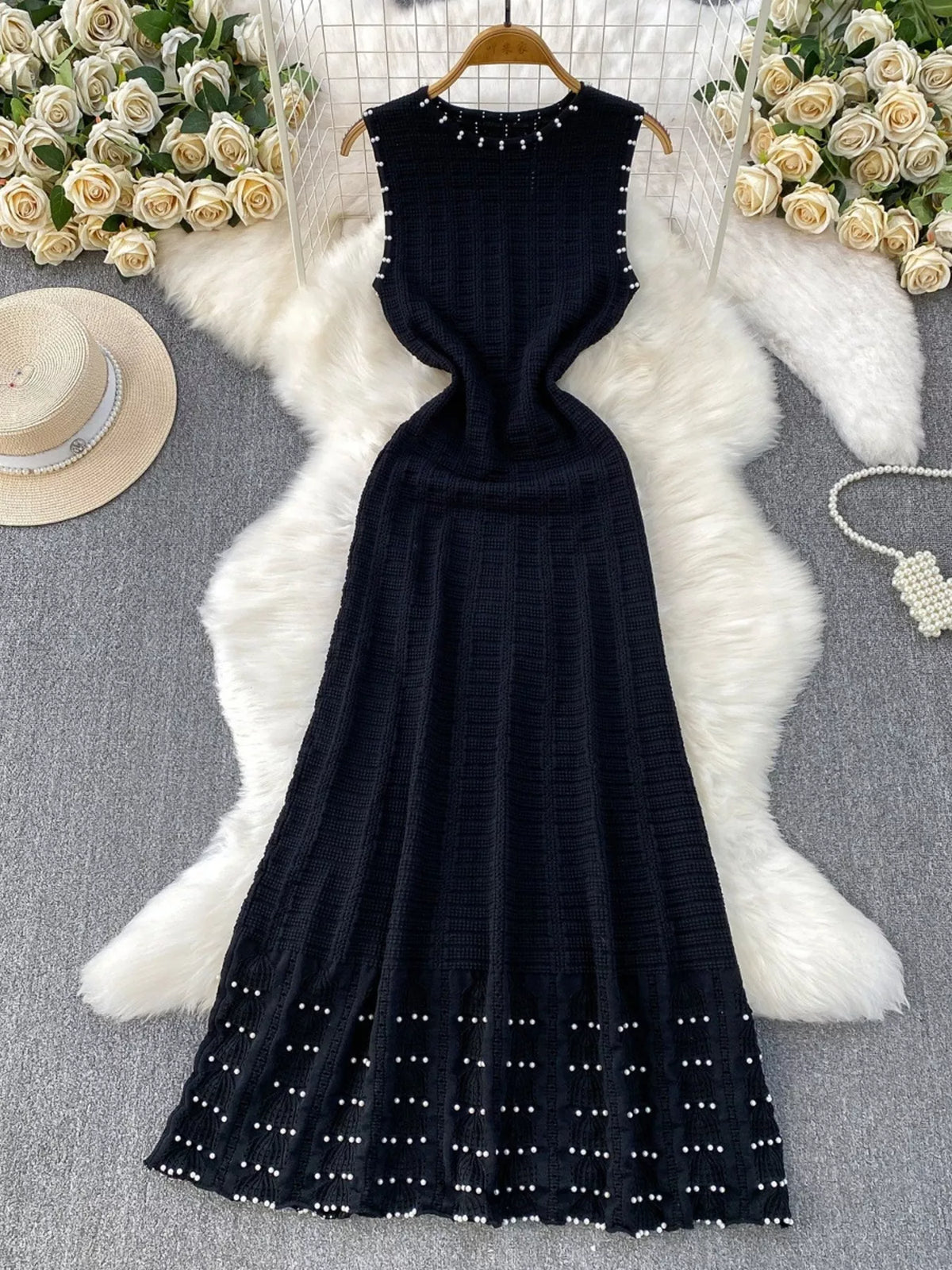 Textured Knit Sleeveless Midi Dress - alternate view 14