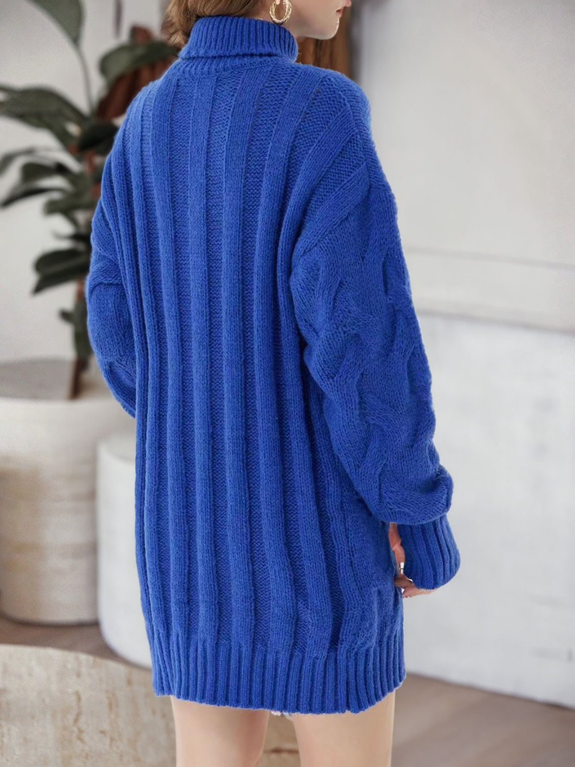 Cable-Knit Turtleneck Sweater Dress - alternate view 3