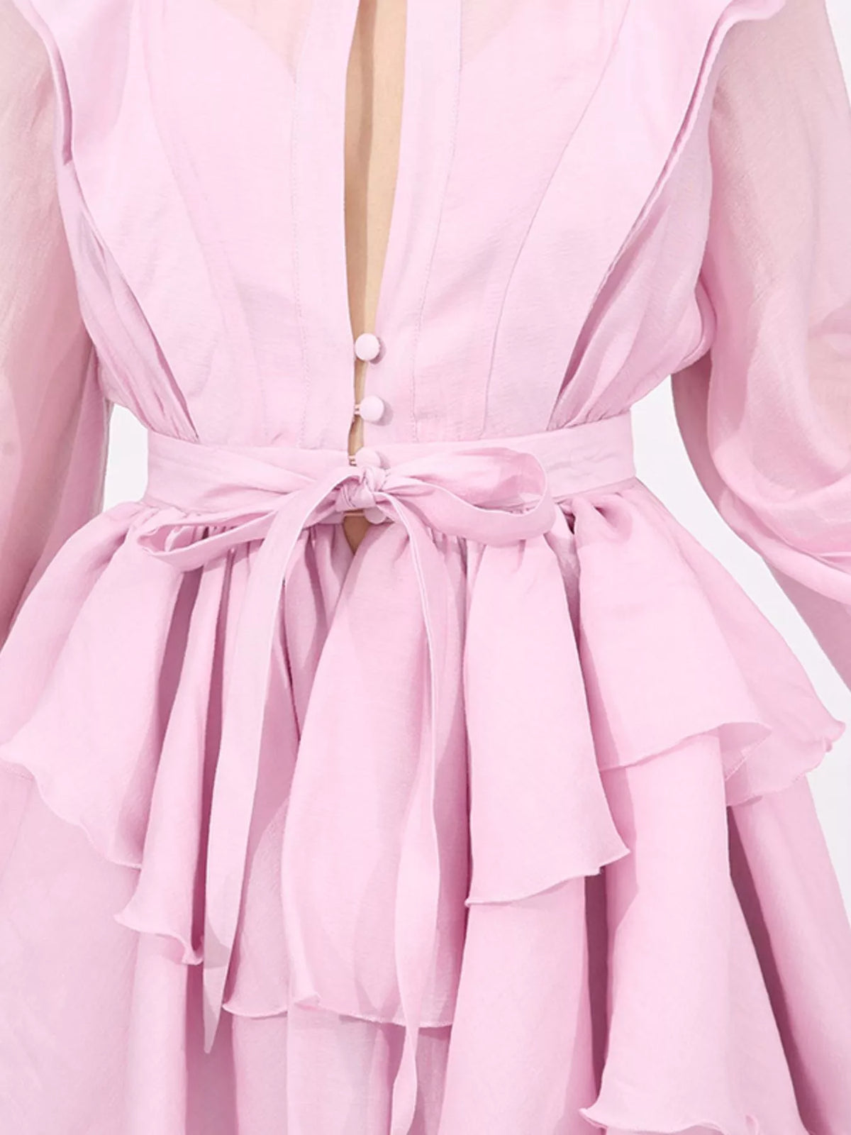 Ruffled Layered Long Sleeve Mini Dress - alternate view 6