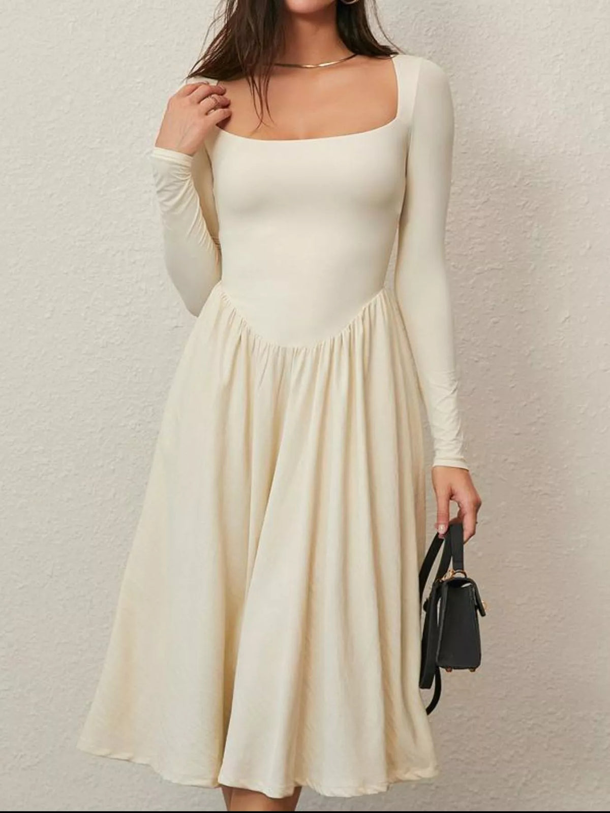 Square Neck Long Sleeve Midi Dress - alternate view 7