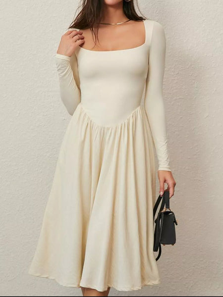 Square Neck Long Sleeve Midi Dress - alternate view 7