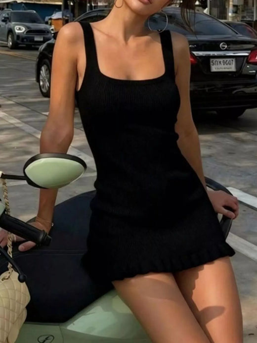 Ribbed Knit Square Neck Sweater Dress - alternate view 6