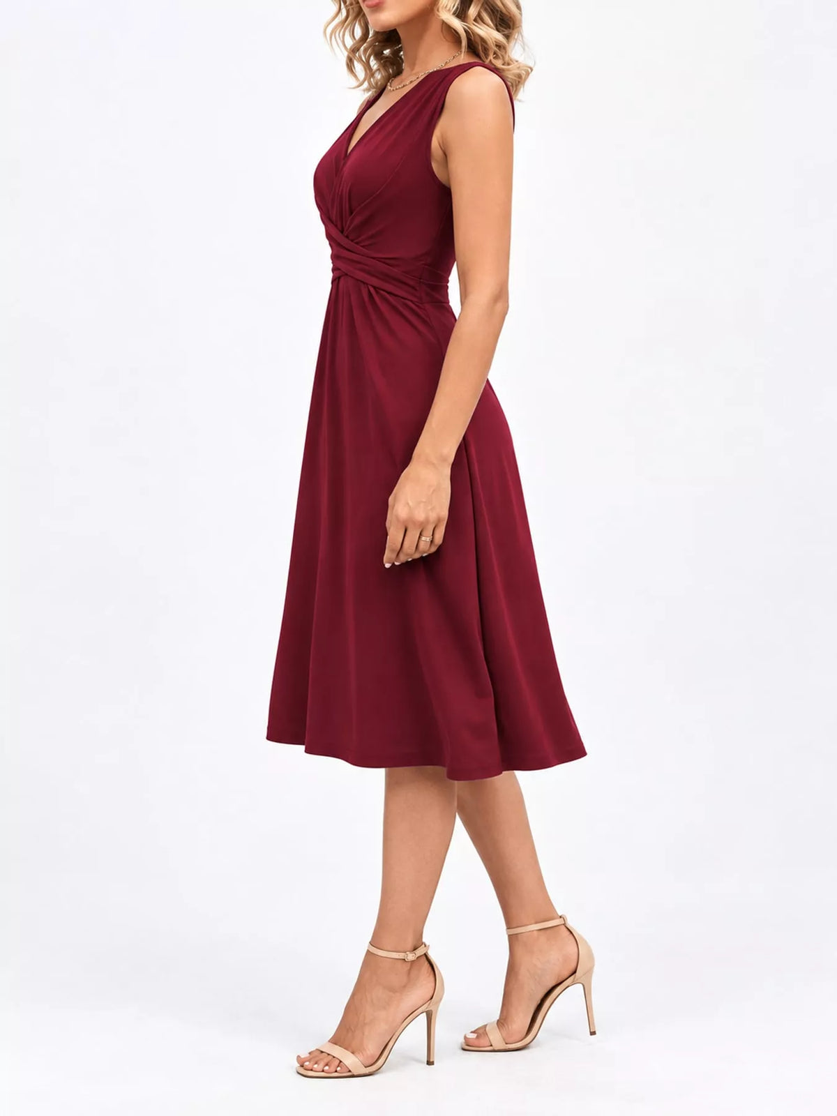 Full Size Ruched Front Midi Dress Plus Size - alternate view 48