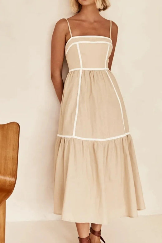 Contrast Trim Square Neck Midi Cami Dress - alternate view 5