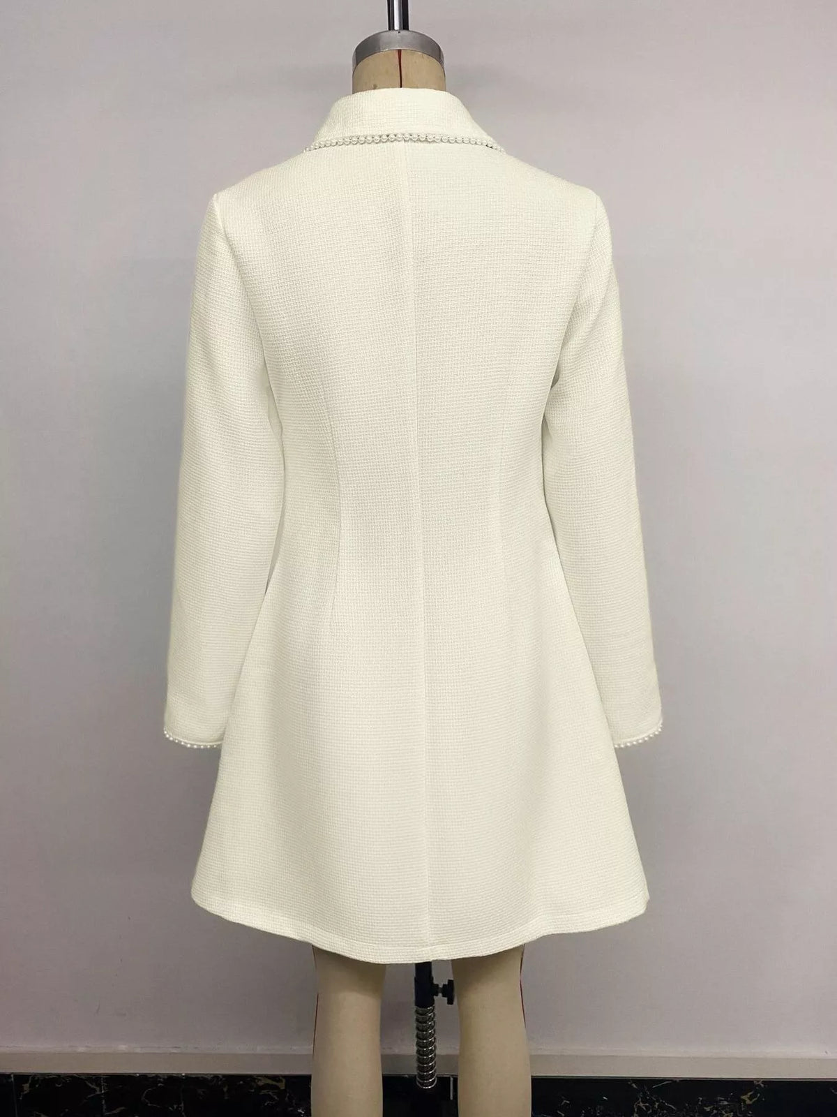Peter Pan Collar Button-Front Tweed Mini Dress - alternate view 13