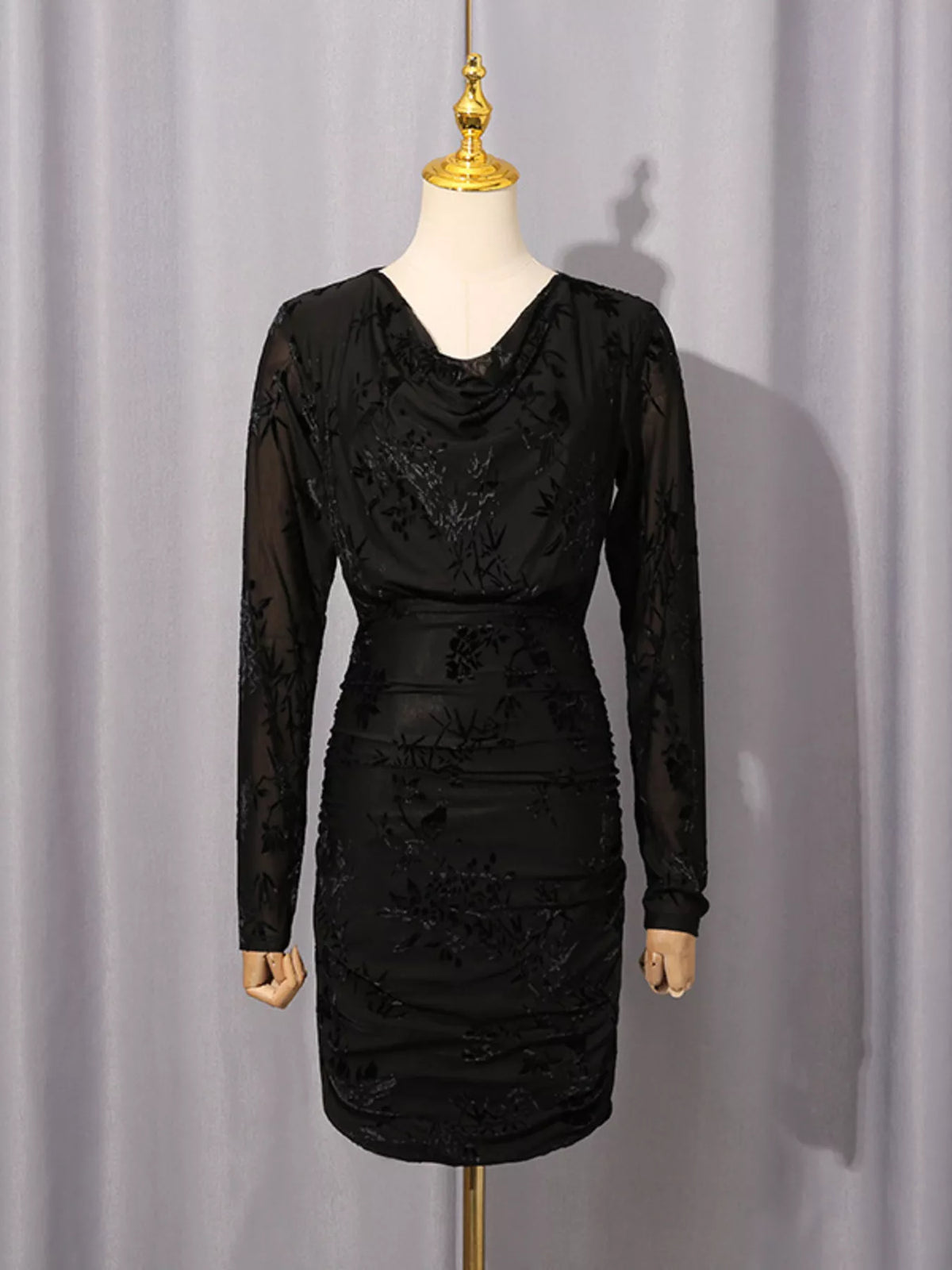 Ruched Long Sleeve Mini Dress - alternate view 8
