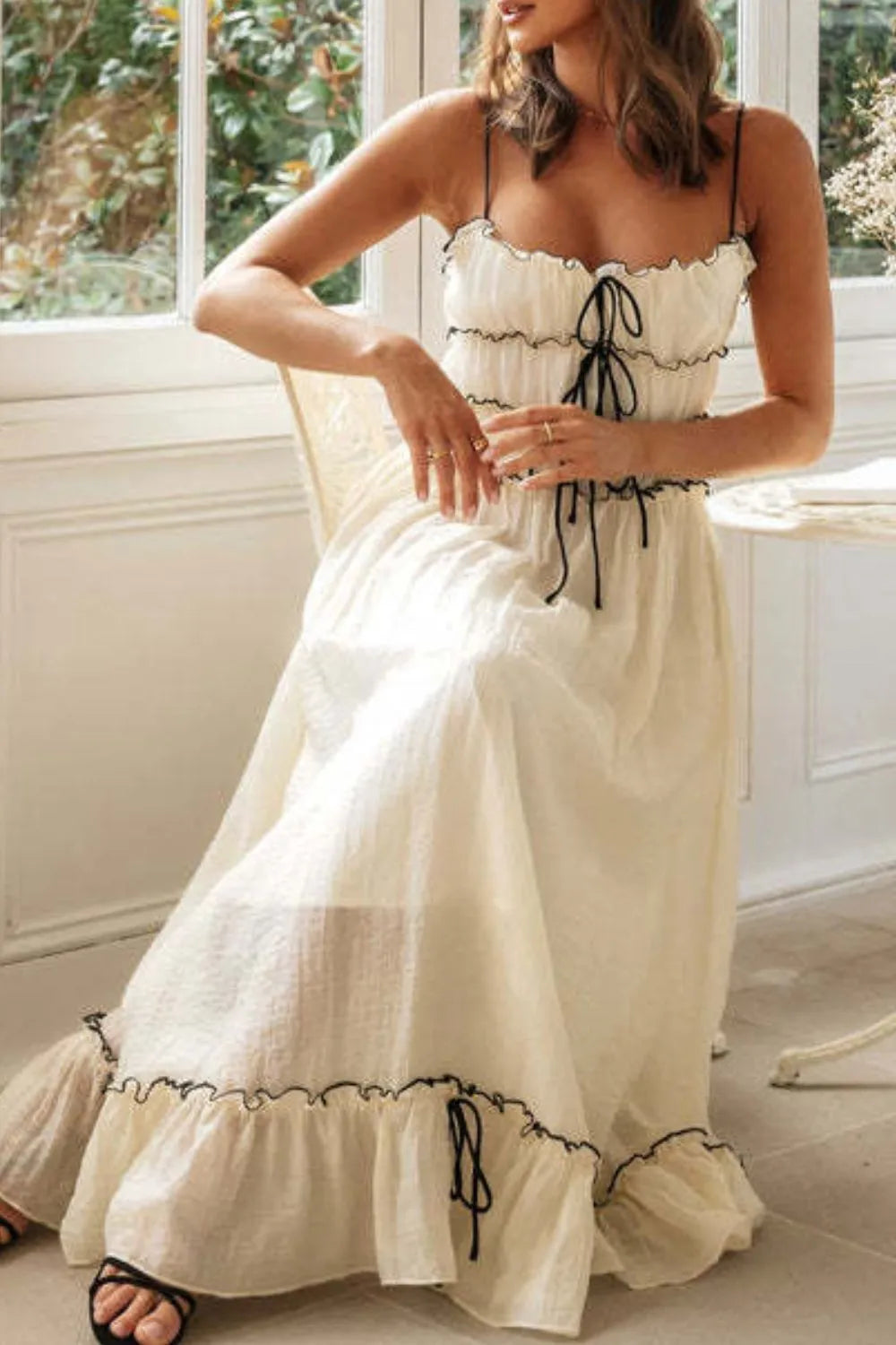 Frill Tied Front Midi Cami Dress - alternate view 6