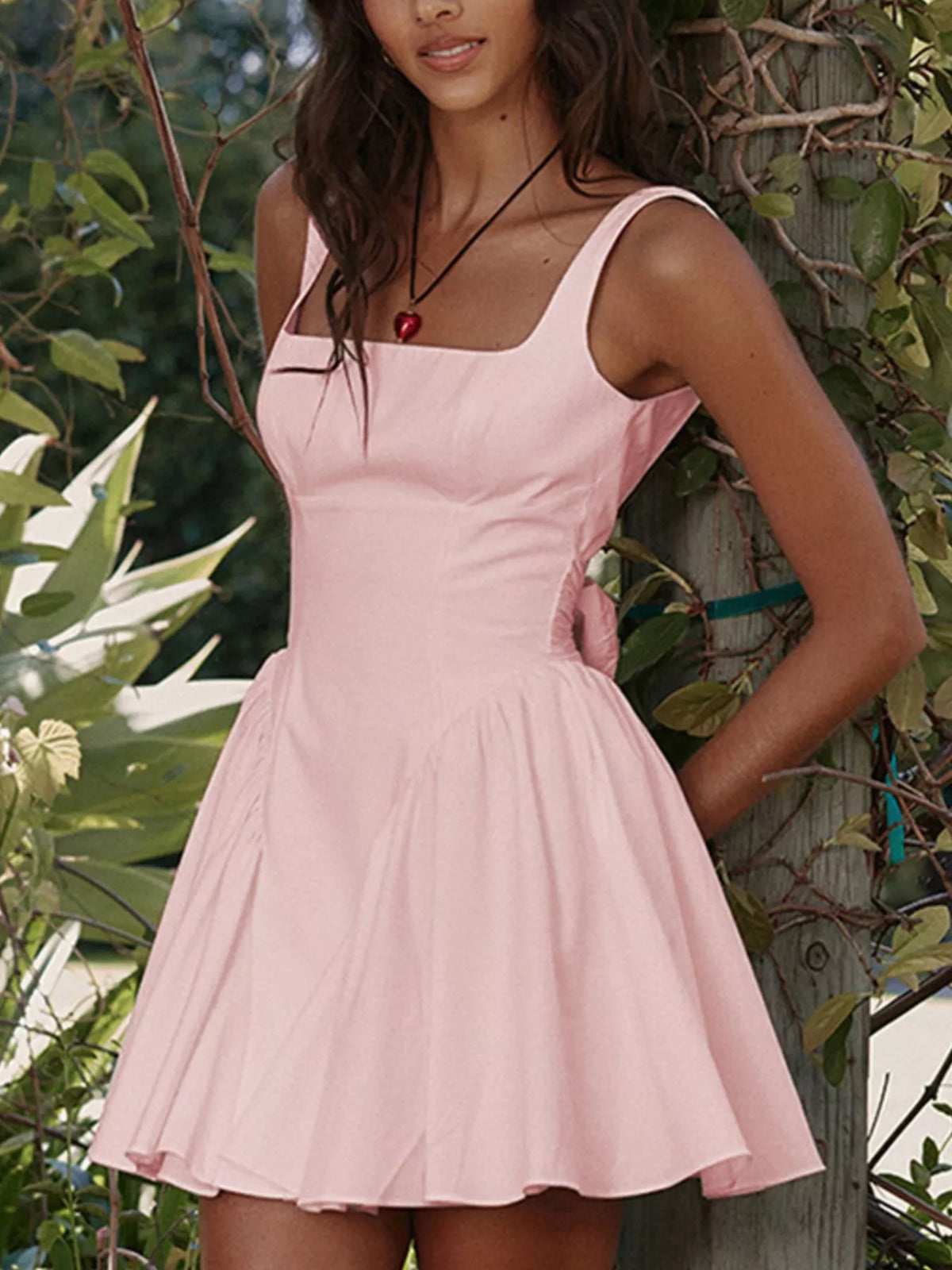 Backless Square Neck Mini Dress - alternate view 4