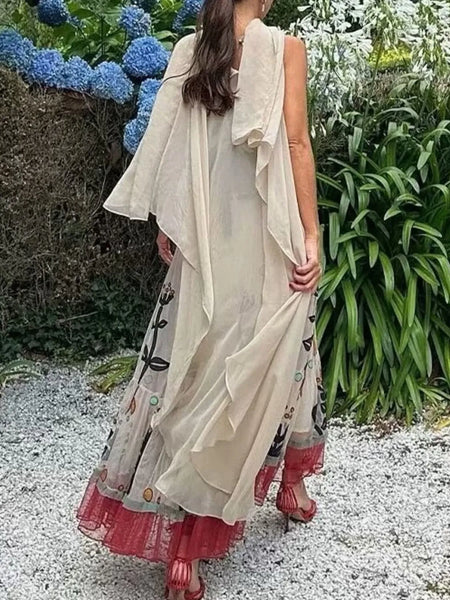 Ruffled Hem Square Neck Maxi Dress - alternate view 2