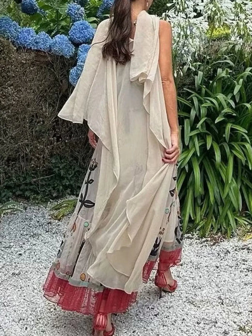 Ruffled Hem Square Neck Maxi Dress - alternate view 2