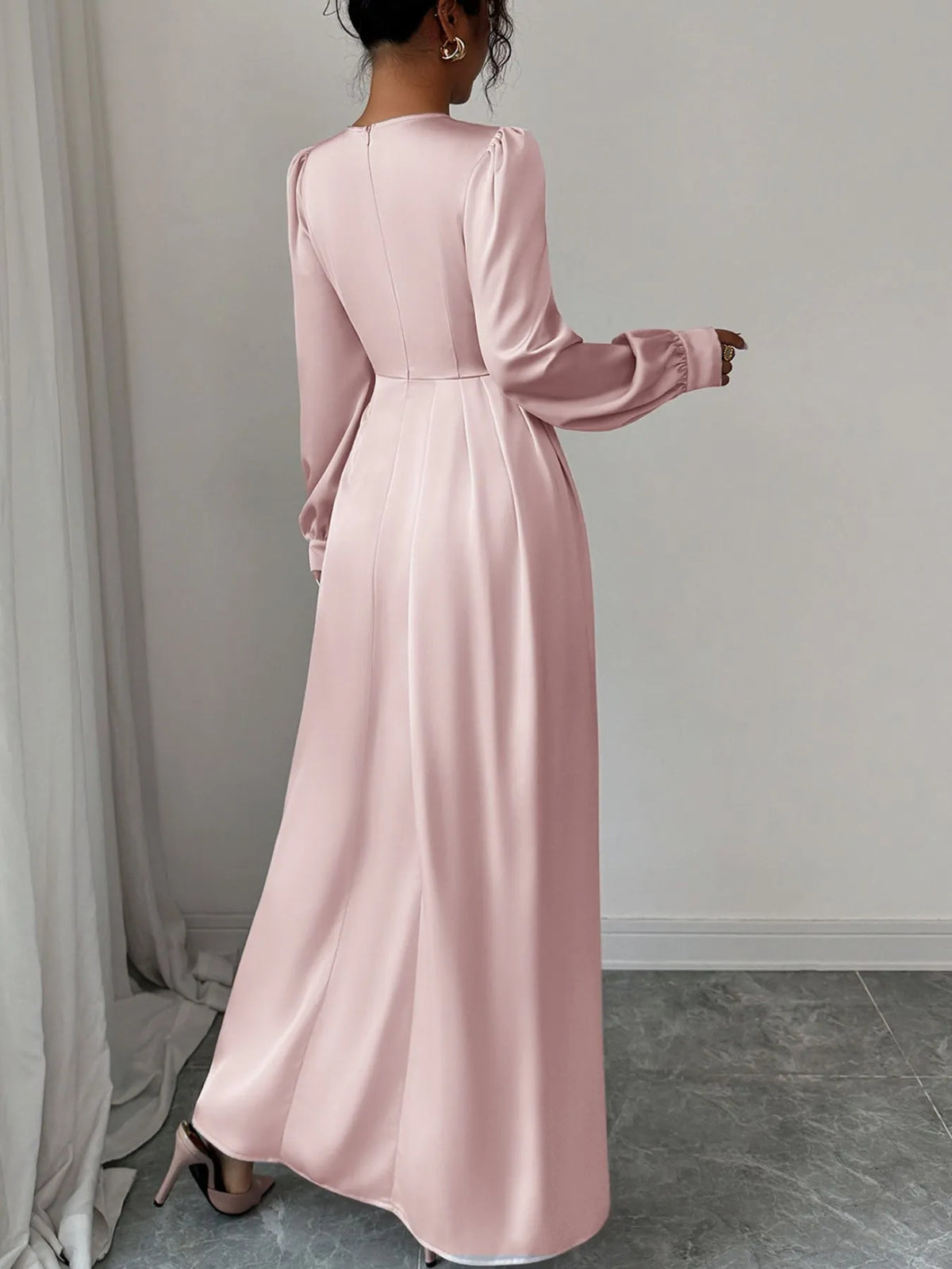 Satin Long Sleeve Maxi Dress - alternate view 5