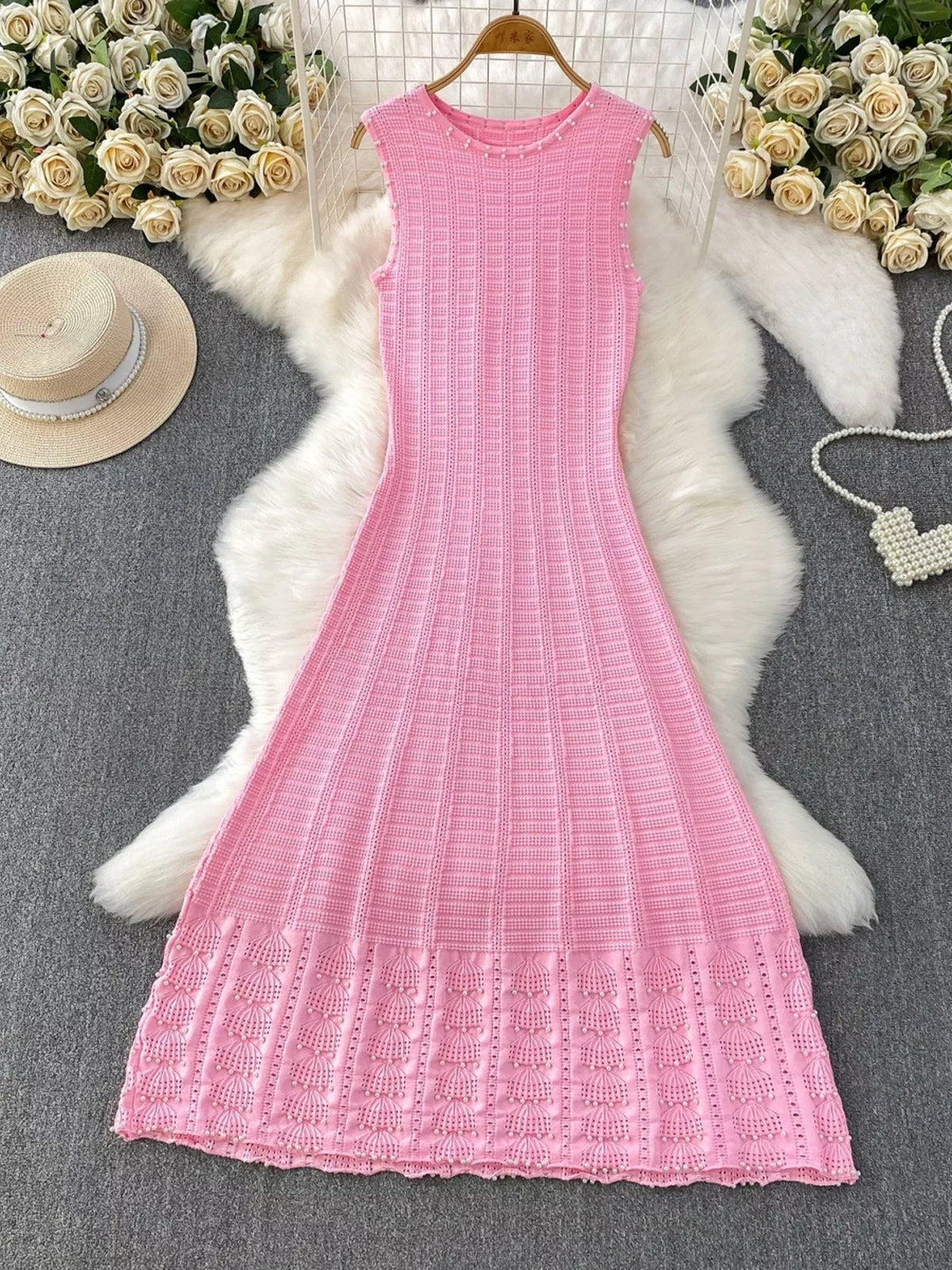 Textured Knit Sleeveless Midi Dress - alternate view 3