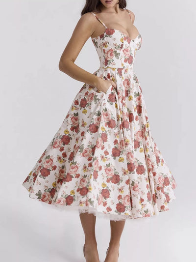 Sweetheart Neck A-Line Midi Dress - alternate view 14