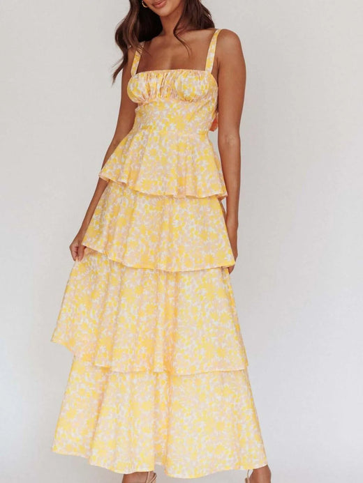 Floral Layered Ruffle Maxi Dress - alternate view 5