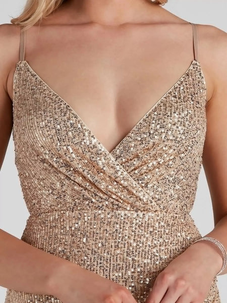 Sequin V-Neck Bodycon Sleeveless Mini Dress - alternate view 6