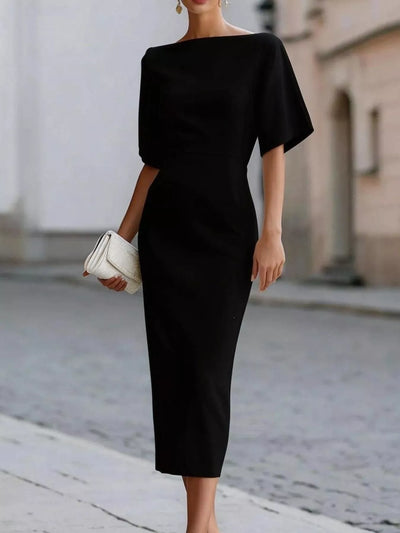 Half Sleeve Boat Neck Midi Dress - alternate view 5