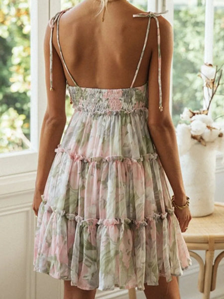 Frill Printed Square Neck Mini Cami Dress - alternate view 13