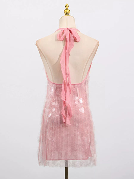 Sequin Halter Neck Sleeveless Mini Dress - alternate view 8