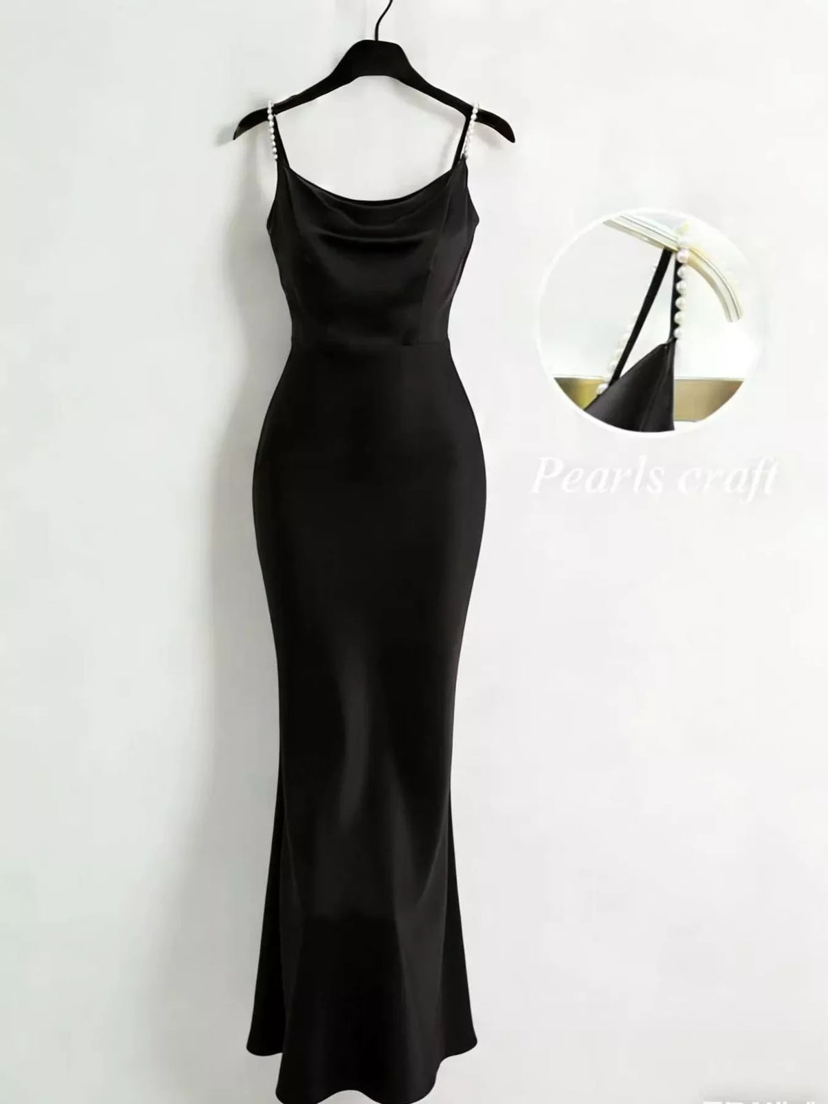 Pearl Strap Cowl Neck Satin Maxi Dress - alternate view 3