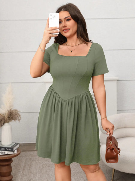 Square Neck Short Sleeve Mini Dress - alternate view 4
